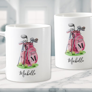 Taza De Café Monograma de nombre inicial rosa