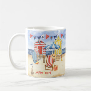 Taza De Café Monograma de nombre oceánico veraniego Shore Beach