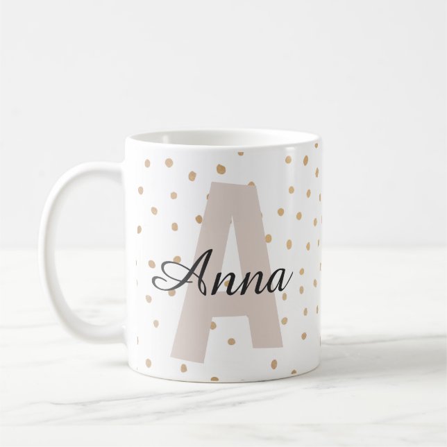 Taza De Café Monograma de nombre personalizado de carta persona (Izquierda)