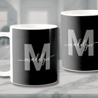 Monograma de nombre personalizado en negro y blanc