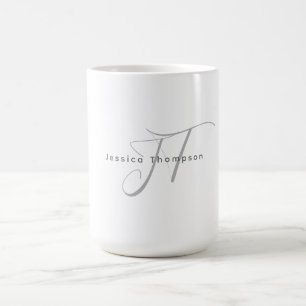 Taza De Café Monograma de nombre profesional elegante moderno