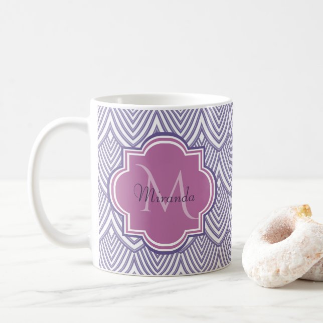 Taza De Café Monograma de orquídeas con arco ultravioleta (Con donut)