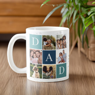 Taza De Café Monograma de pájaro de la plaza de fotos de papá y