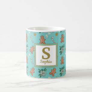 Taza De Café Monograma de pan de jengibre, cerdas y bastones