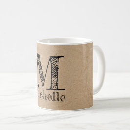 Taza De Café Monograma de papel negro kraft rústico