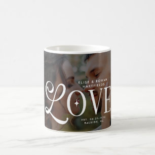 Taza De Café Monograma de parejas de fotos de boda personalizad