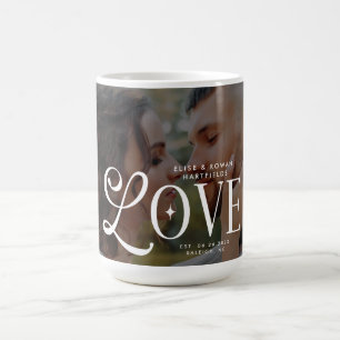 Taza De Café Monograma de parejas de fotos de boda personalizad