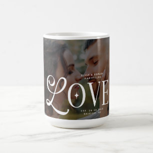 Taza De Café Monograma de parejas de fotos de boda personalizad