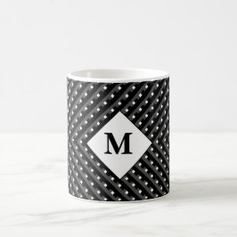 Taza De Café Monograma de patrón blanco y negro