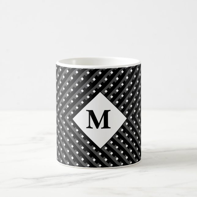Taza De Café Monograma de patrón blanco y negro (Centro)