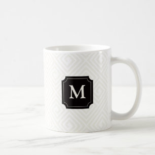 Taza De Café Monograma de Patrón de Llave Griega Minimalista Mo