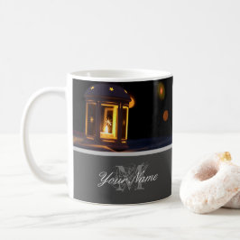 Taza De Café Monograma de personalizable con luces navidades do