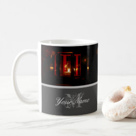 Taza De Café Monograma de personalizable con luces navidades do