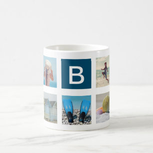 Taza De Café Monograma de personalizado 9 plazas de fotos