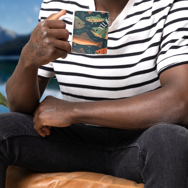 Taza De Café Monograma de pesca de trucha (Subido por el creador)