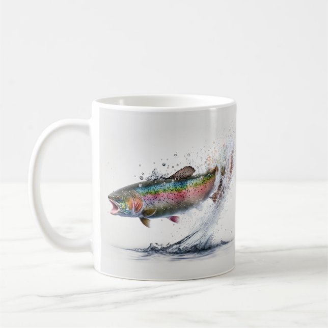 Taza De Café Monograma de pesca de trucha arco iris (Izquierda)