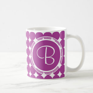 Taza De Café Monograma de Punto de Polka Púrpura