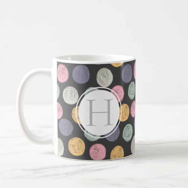 Taza De Café monograma de puntos de polka pastel artístico colo (Izquierda)