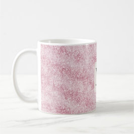 Taza De Café Monograma de purpurina con rubor rosa