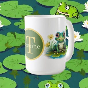 Taza De Café monograma de rana linda