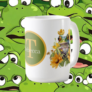 Taza De Café monograma de rana linda