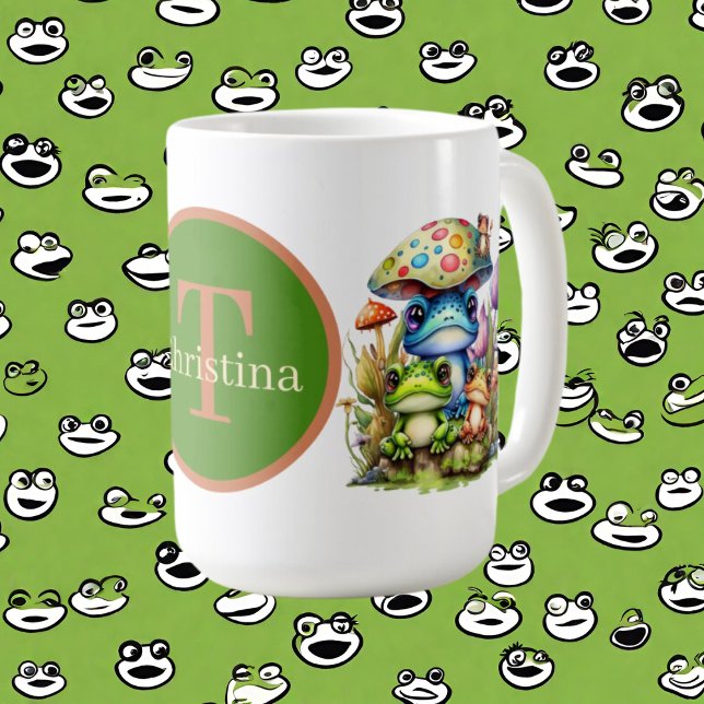 Taza De Café monograma de rana linda (Subido por el creador)