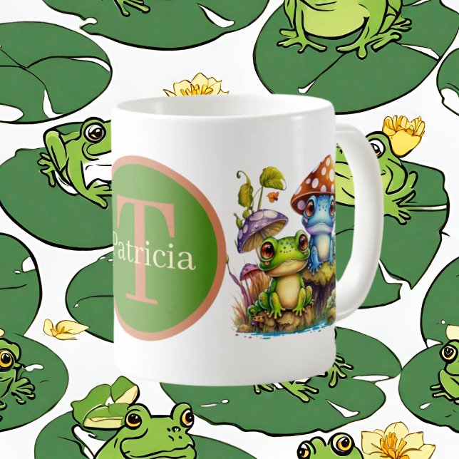 Taza De Café monograma de rana linda (Subido por el creador)