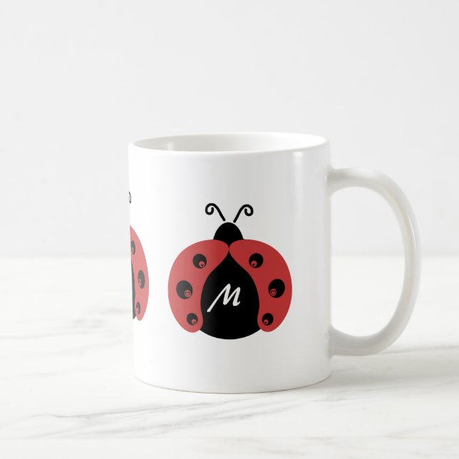 Taza De Café Monograma de ratybug de moda (Derecha)