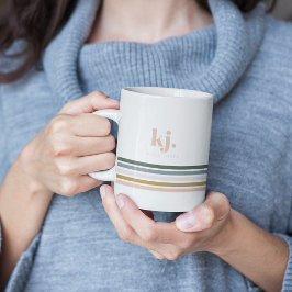 Taza De Café Monograma de rayas retro chic
