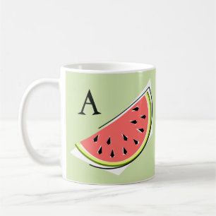 Taza De Café Monograma de rebanada verde de sandía