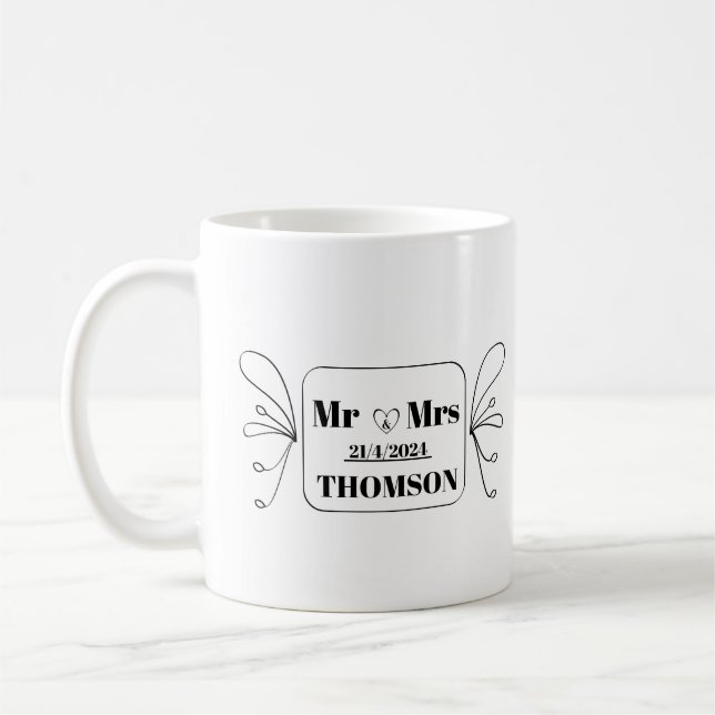 Taza De Café monograma de sr y sra (Izquierda)