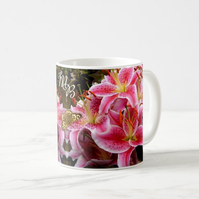 Taza De Café Monograma de "Stargazer" Lilies (Anverso derecho)