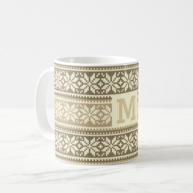 Taza De Café Monograma de sudadera nórdico pardo de Snack Faux  (Anverso izquierdo)