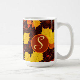Taza De Café Monograma de Swirling Autumn Leaves