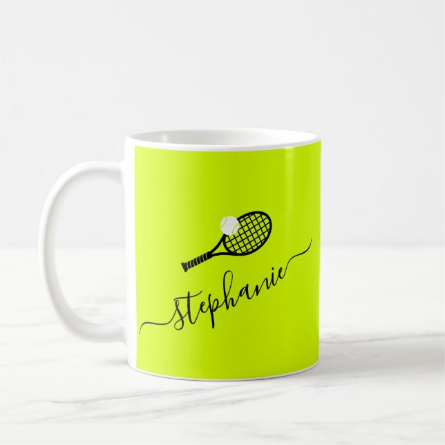 Taza De Café Monograma de tenis femenino personalizado (Izquierda)