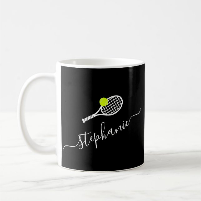 Taza De Café Monograma de tenis personalizado Coffee Mug (Izquierda)