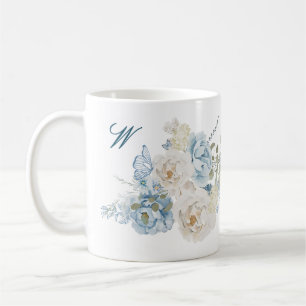 Taza De Café Monograma de tormentas románticas de invierno