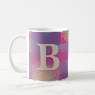 Taza De Café Monograma de trabajo en mosaico rosa pastel