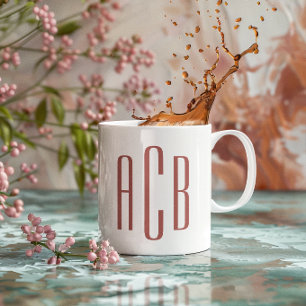 Taza De Café Monograma de tres letras de terracota suave modern