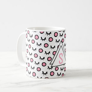 Taza De Café Monograma de triángulo geométrico de puntos de ojo