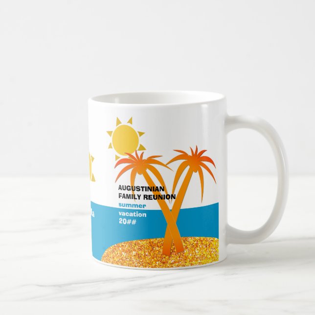Taza De Café Monograma de vacaciones de verano de Reunión Famil (Derecha)