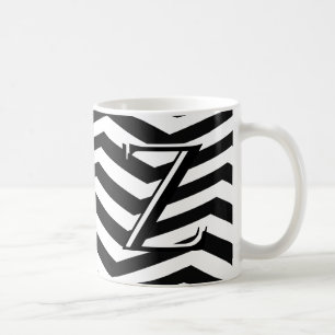 Taza De Café Monograma de Zig Zag para el capullo blanco clásic