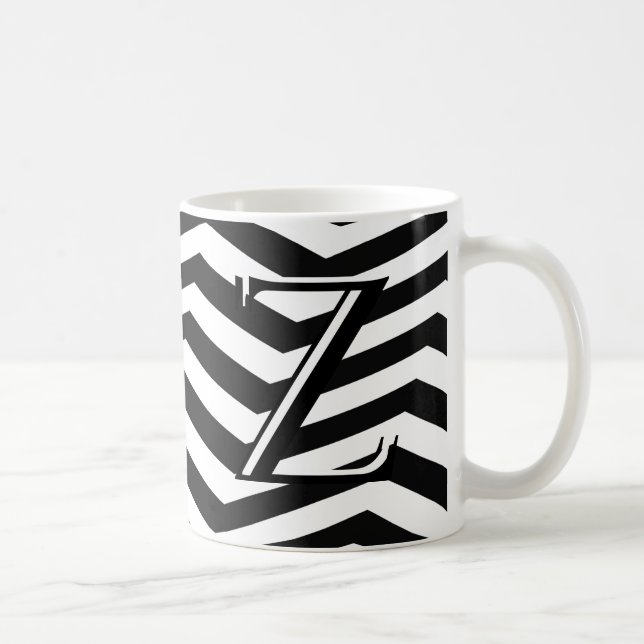Taza De Café Monograma de Zig Zag para el capullo blanco clásic (Derecha)