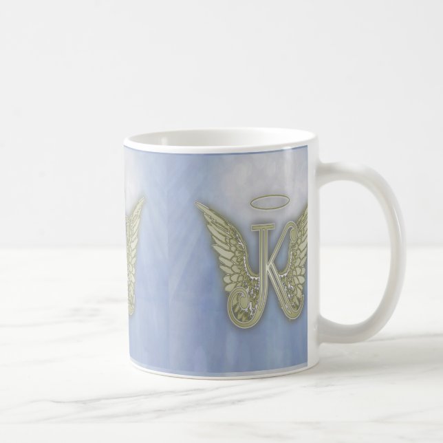 Taza De Café Monograma del ángel de la letra K (Derecha)