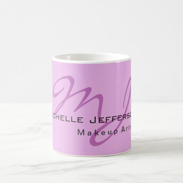 Taza De Café Monograma del artista de maquillaje de moda Lilac  (Centro)