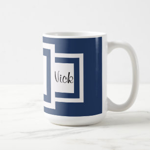 Taza De Café Monograma del azul del arándano