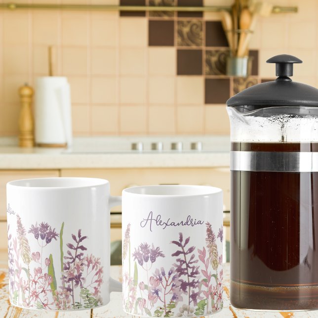 Taza De Café Monograma del campo Pastel de flores silvestres (Subido por el creador)