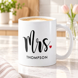 Taza De Café Monograma del Corazón de la Sra. Caligrafía Modern