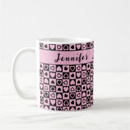 Taza De Café Monograma del corazón rosado