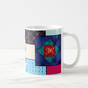 Taza De Café Monograma del edredón de remiendo